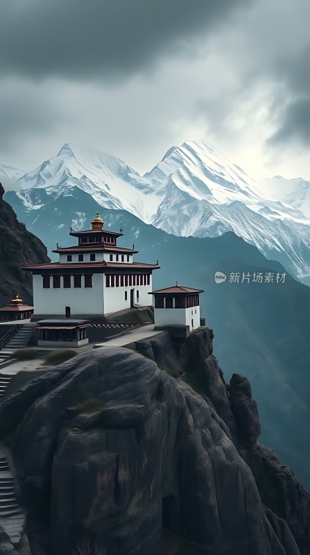雪域佛国巍峨山巅上的神秘寺庙