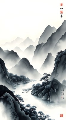 云雾缭绕的山川河流 云雾缭绕的山川河流