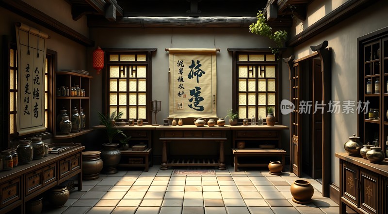 古风药铺宁静雅致