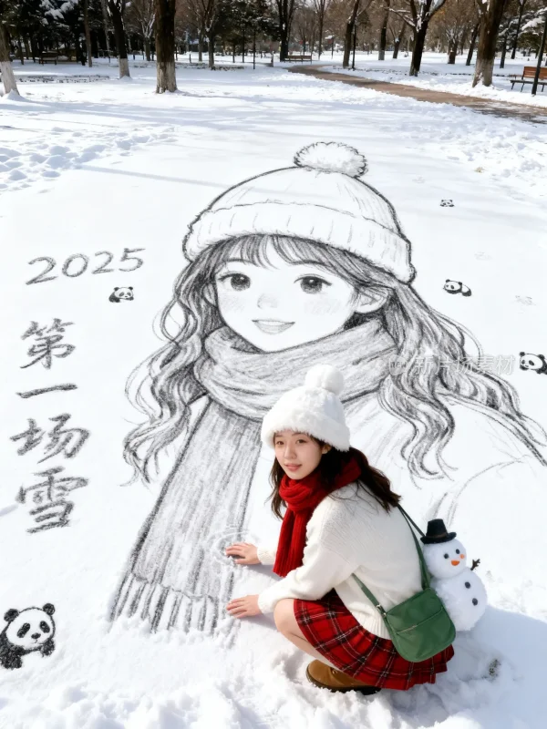 2025第一场雪雪地里的动漫女孩
