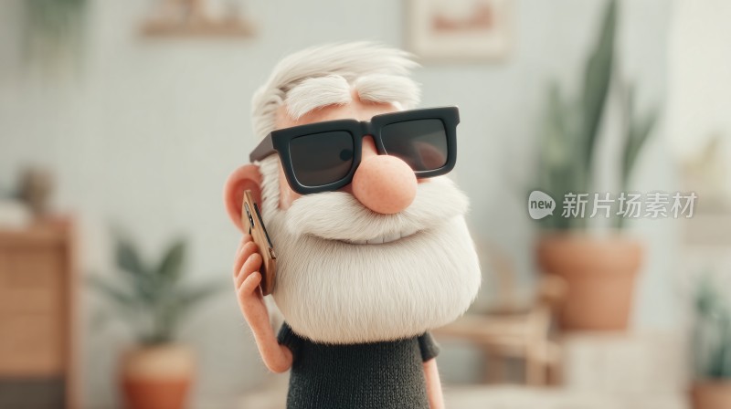 戴墨镜的卡通白胡子老人