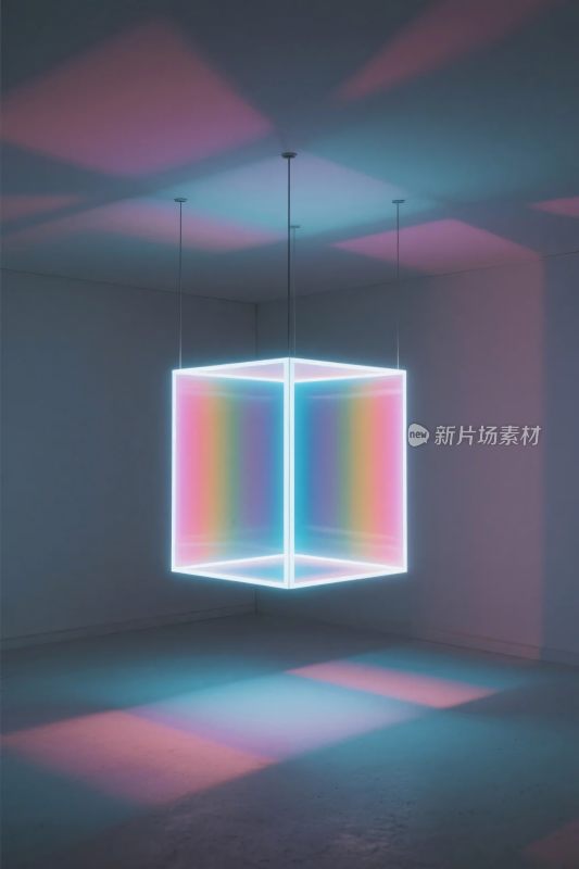 悬浮彩色立方体装置艺术