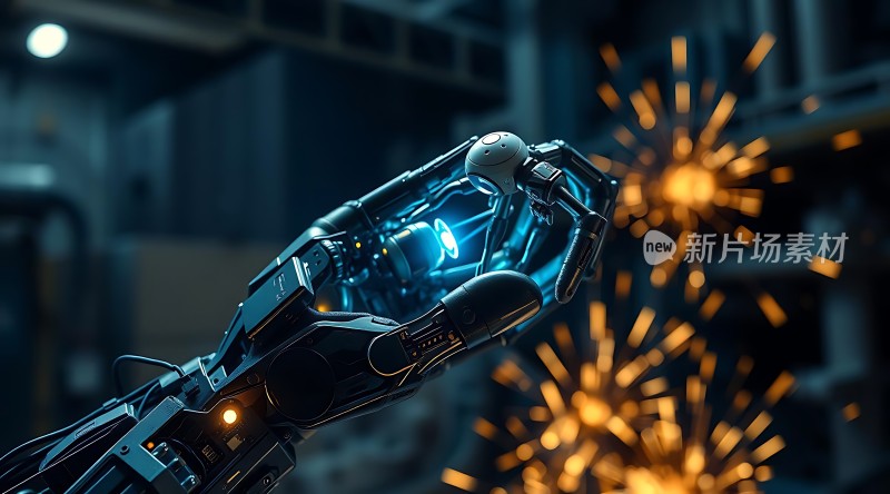 机械手臂与火花碰撞