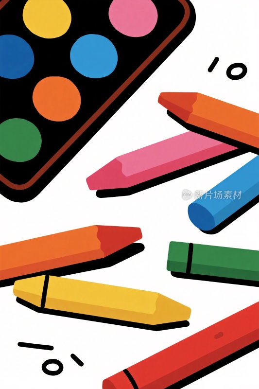 彩色蜡笔插画画面