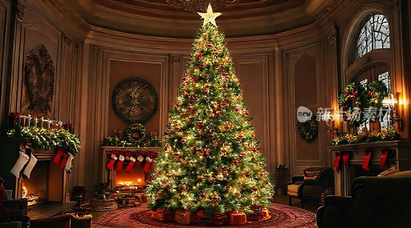 圣诞树下的温馨客厅
