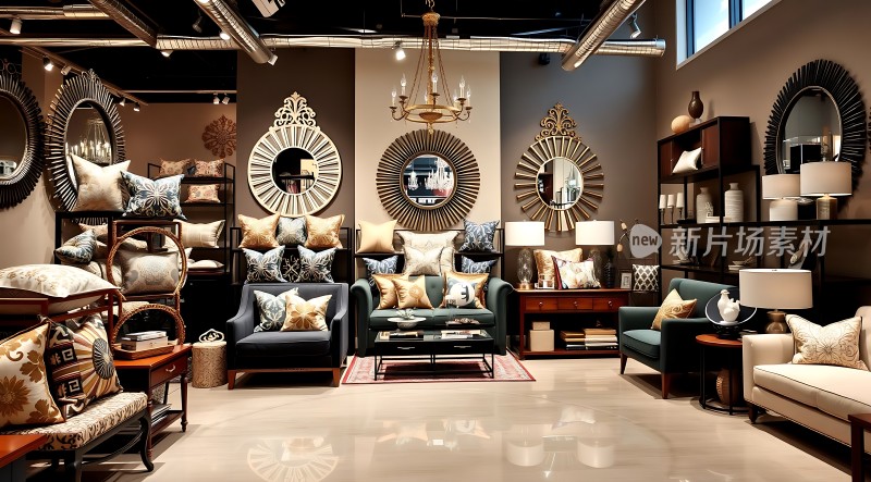 家居展示精美沙发与装饰品