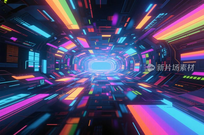 科幻科技隧道插画