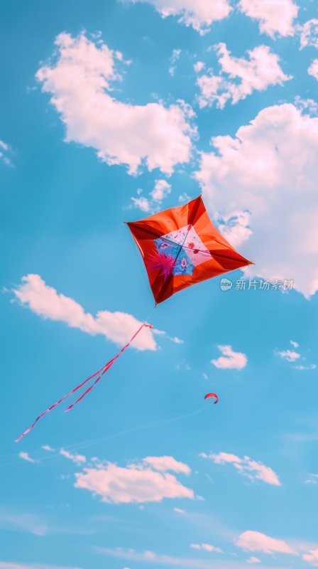 自由风筝高空放飞希望蓝天假期背景