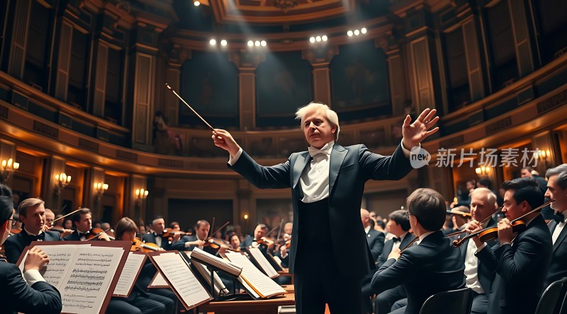 指挥家引领交响乐团演奏