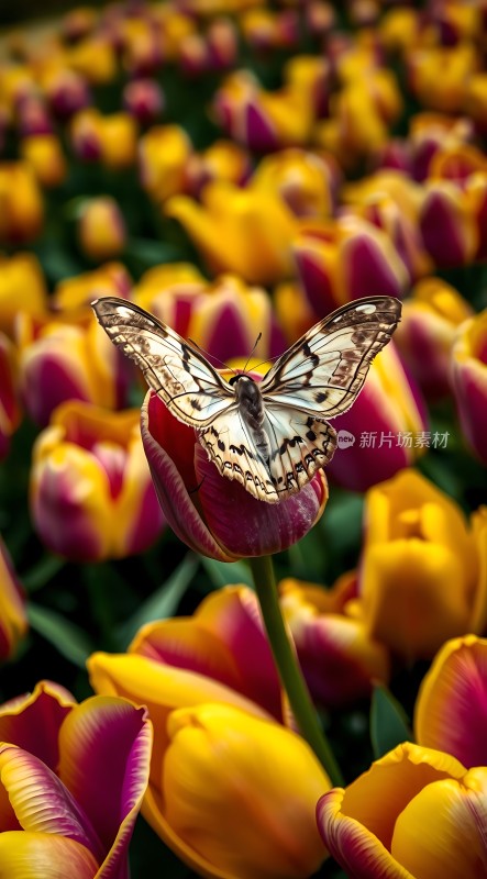 蝴蝶翩翩起舞于花丛间