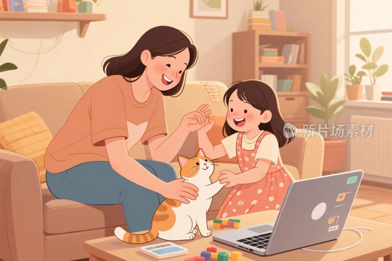 亲子温馨互动场景