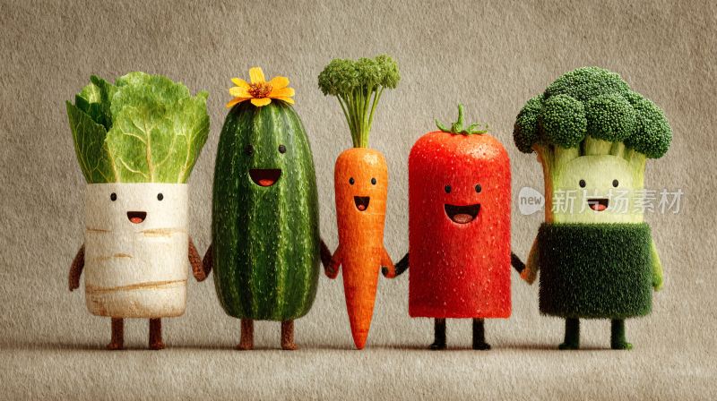 拟人化蔬菜手拉手造型图