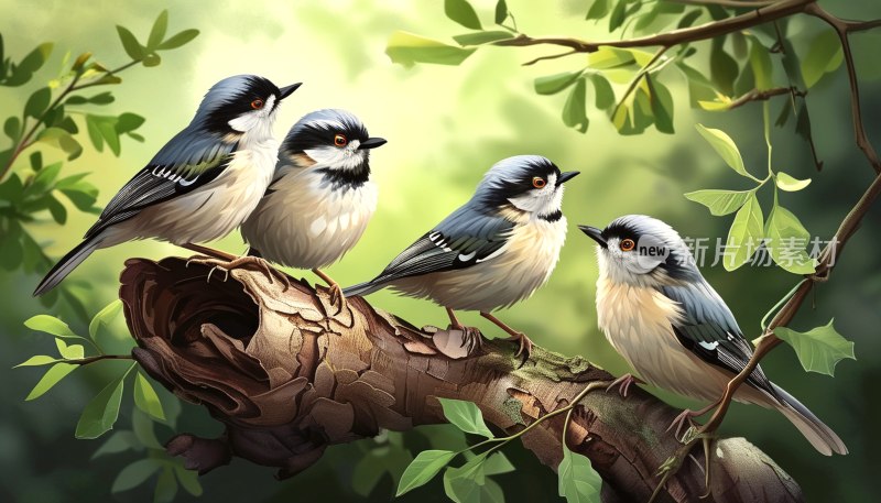 五子雀栖息树皮