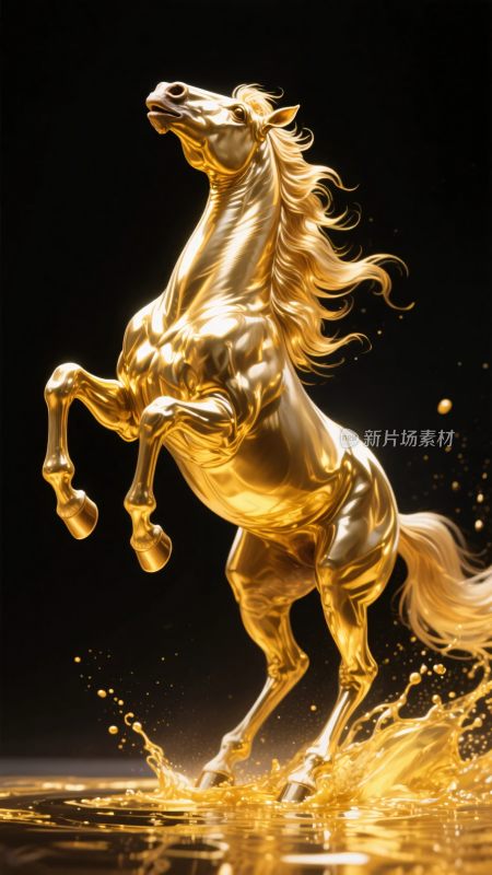 金色骏马雕塑艺术形象