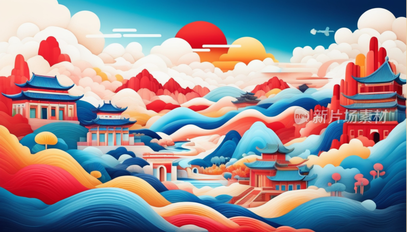 中国画山水画背景