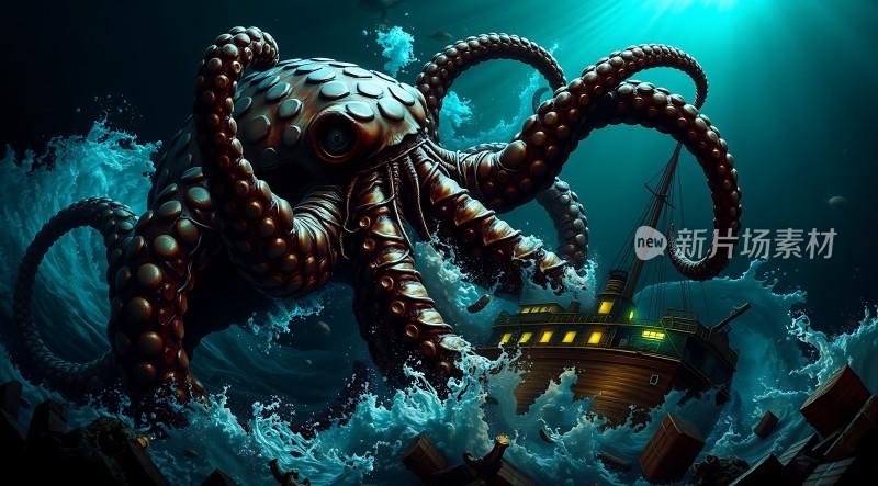 深海巨怪袭船