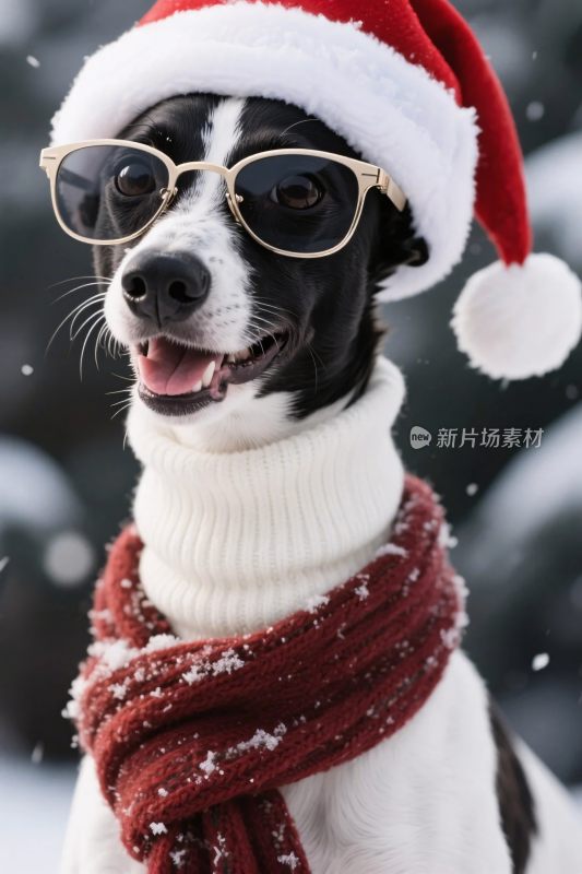 卡通狗狗圣诞装扮