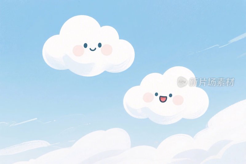 可爱云朵卡通插画