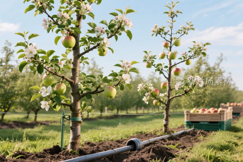 果园苹果树开花