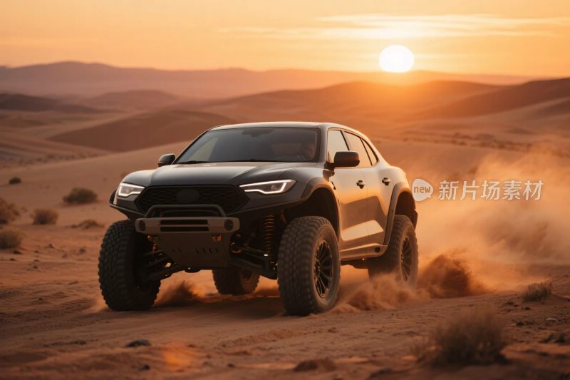 沙漠中行驶的越野汽车