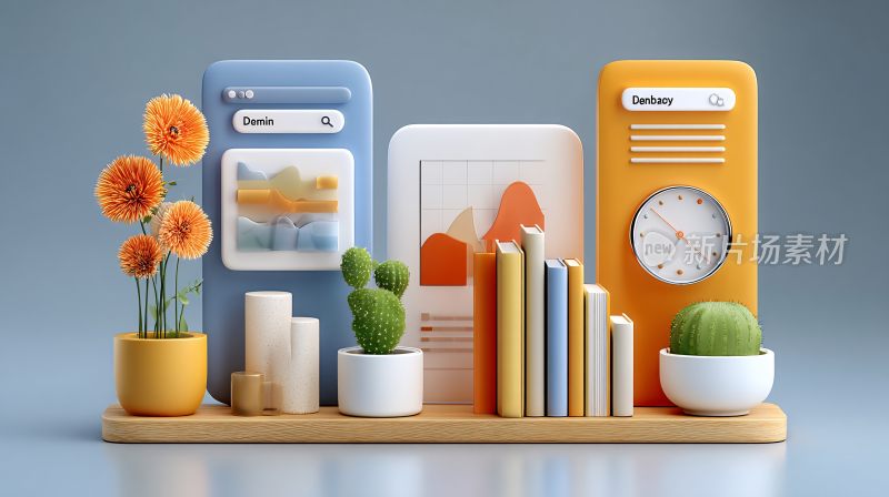 桌面摆件插画展示