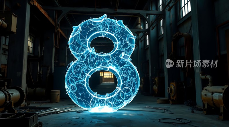 新片场素材蓝色数字8