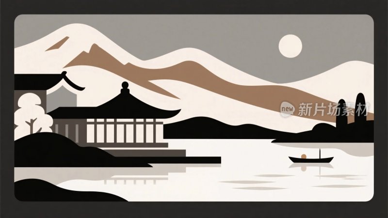 古风山水风景插画