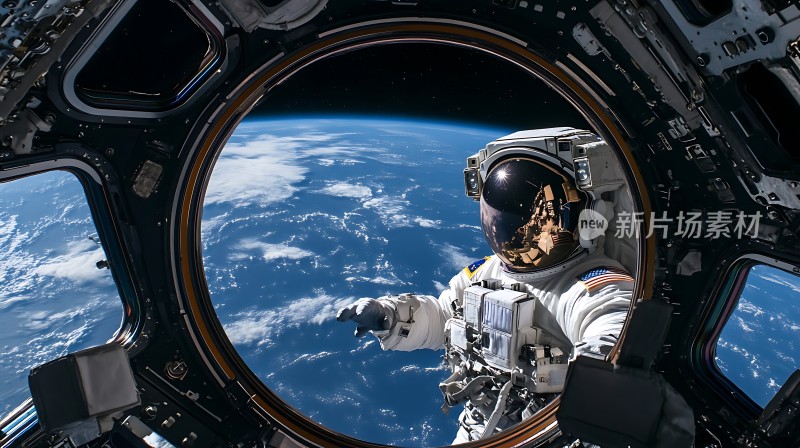 宇航员太空行走地球美景
