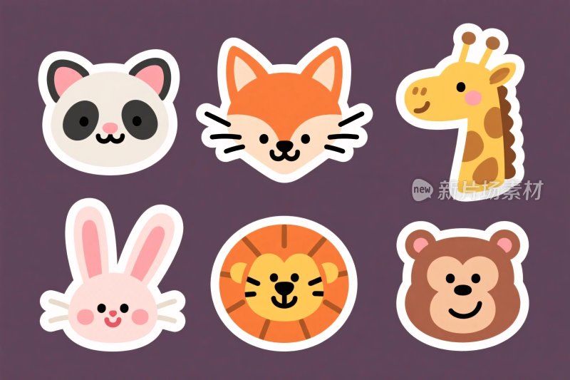 卡通动物表情贴纸