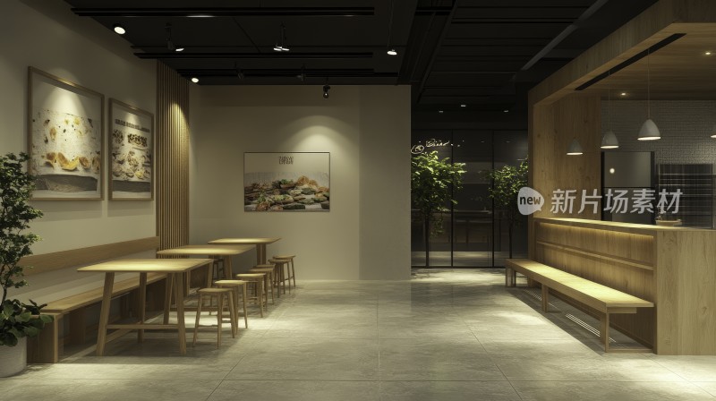 松弛感简约风格食堂餐位展厅展台电商场景