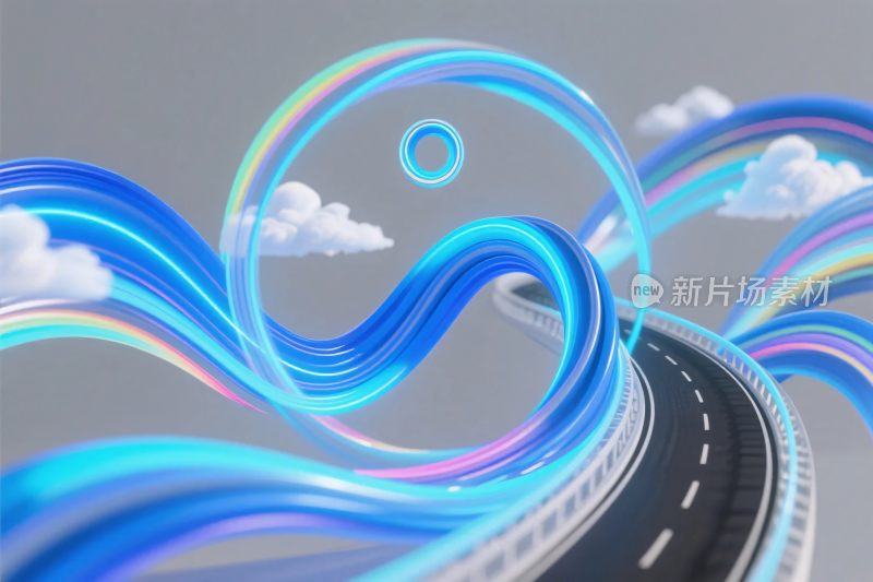 梦幻彩光公路插画