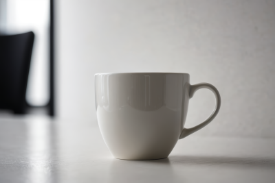 桌子上放着一个白色的咖啡杯高清图片 桌子上放着一个白色的咖啡杯高清图片