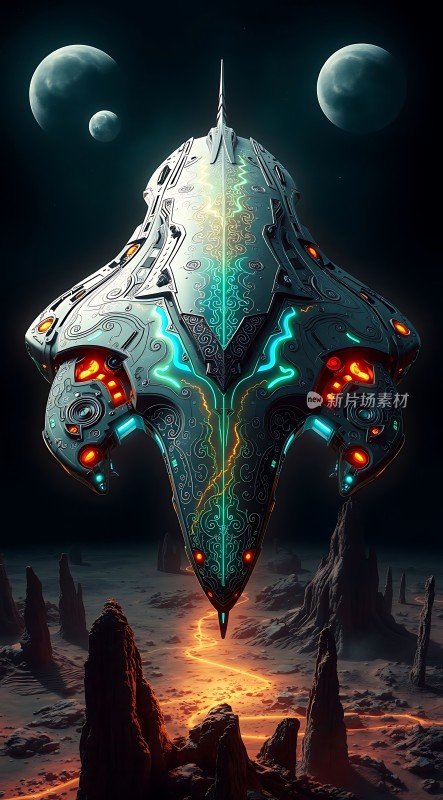 星际探索者未来飞船与外星地貌