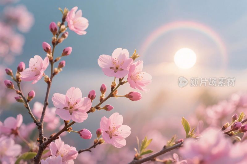 樱花阳光春景图