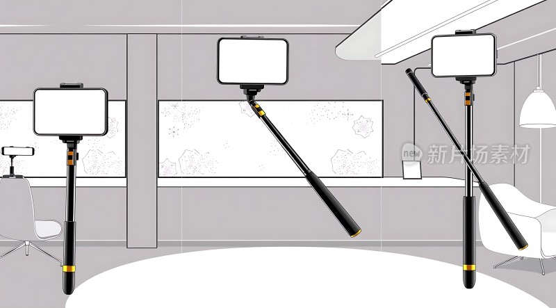 自拍杆手机支架室内拍摄场景