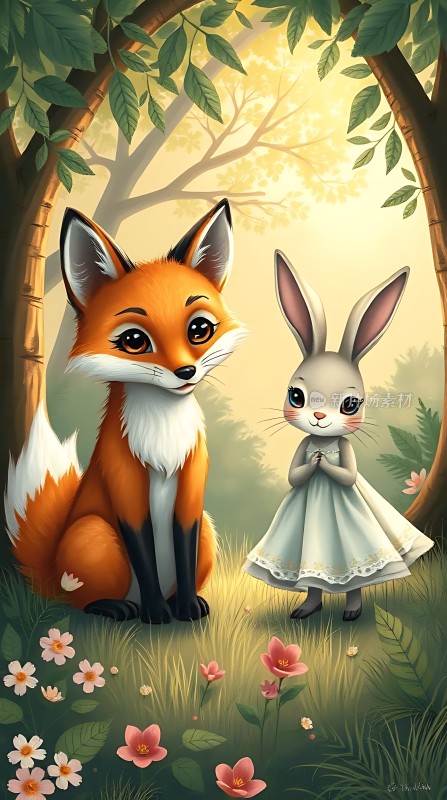 狐狸与兔子森林里的友谊故事