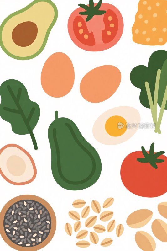 多样健康食材插画