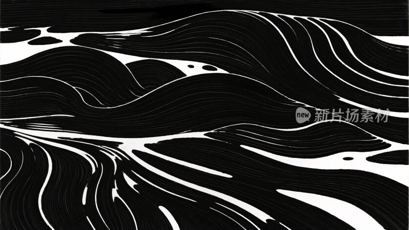黑白线条波浪抽象图案