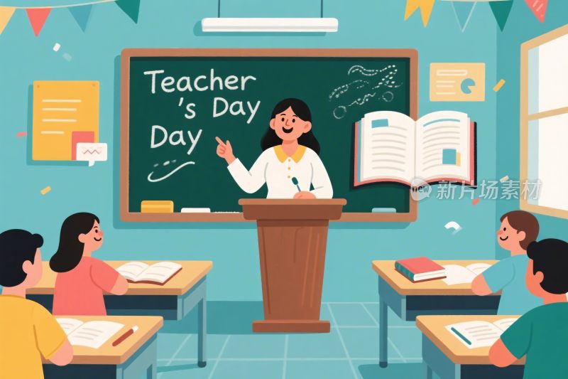 教师节教师授课场景插画