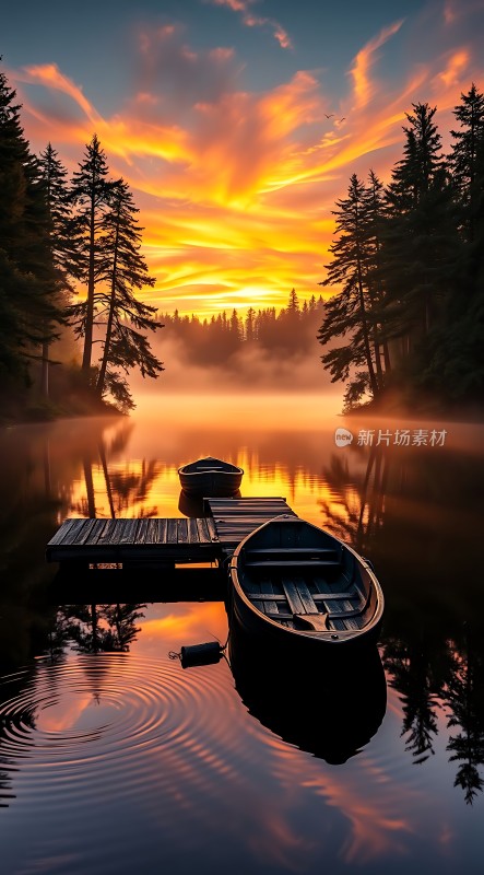 湖畔晨曦静谧时光