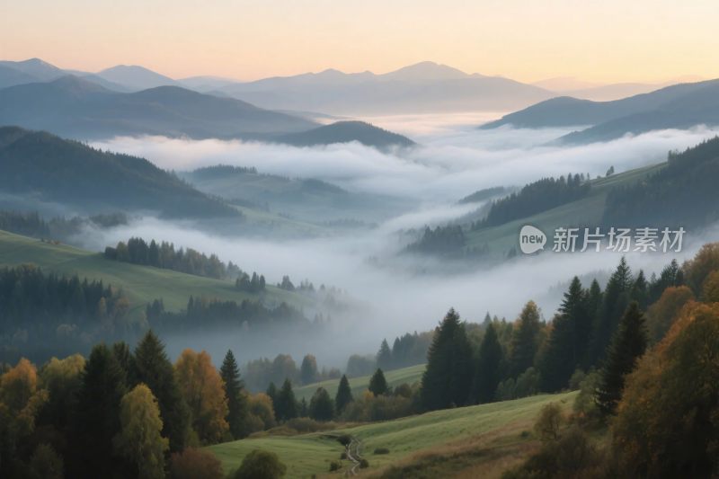 山间云雾风景图