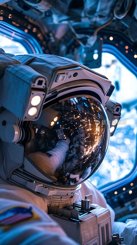 宇航员在太空中凝视地球