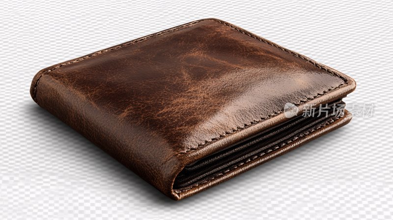 棕色皮质钱包特写
