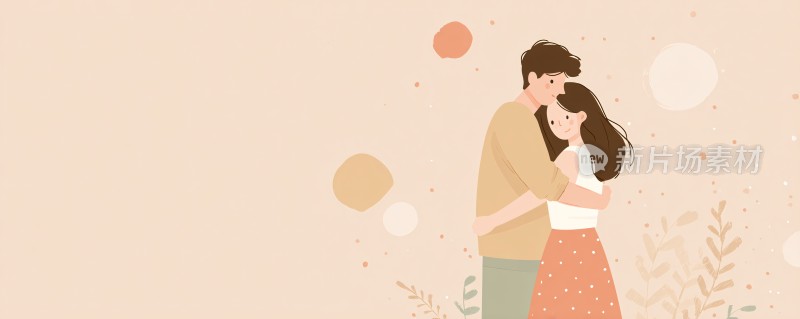 情侣相拥插画