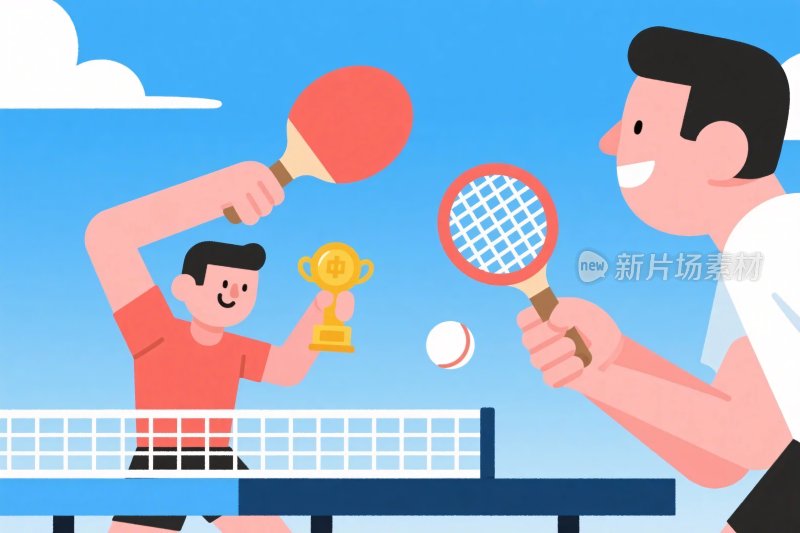 乒乓球比赛插画场景