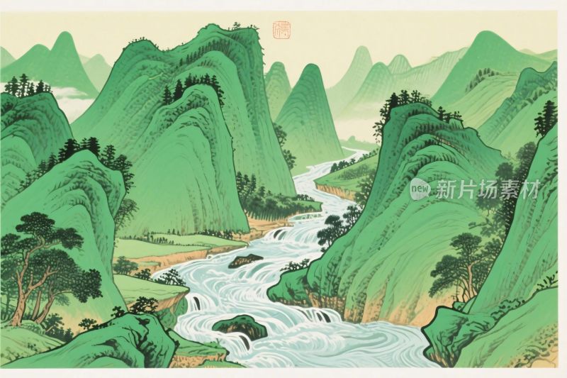 山水风景插画