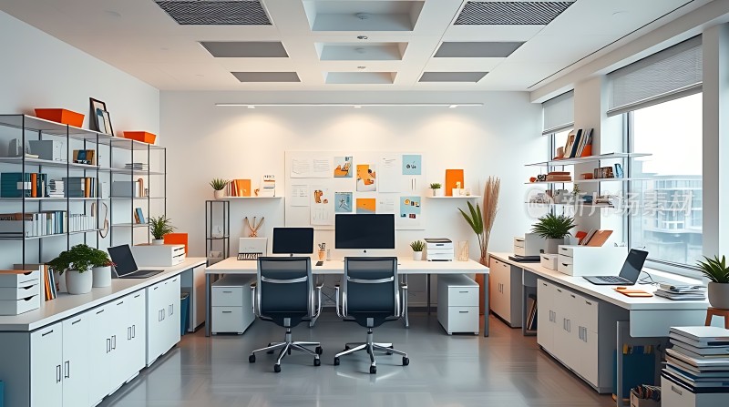 明亮现代办公室整洁有序工作环境