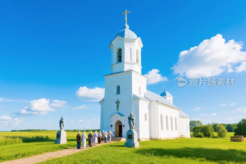 乡村教堂风景图