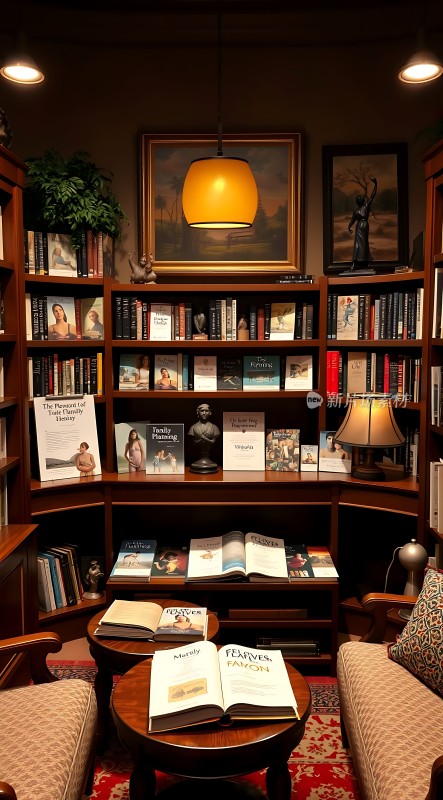 书架环绕的书房舒适阅读空间