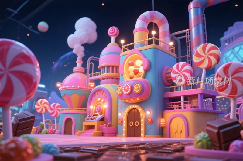 梦幻糖果城堡插画